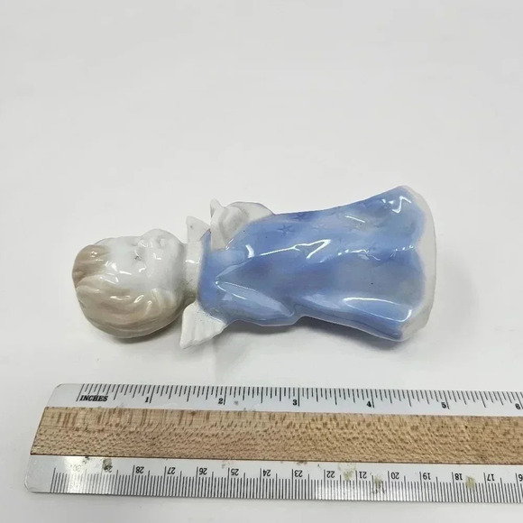 Vintage Singing Angels With Books Made In Japan Ceramic Blue White 5" Figurines - Picture 3 of 5